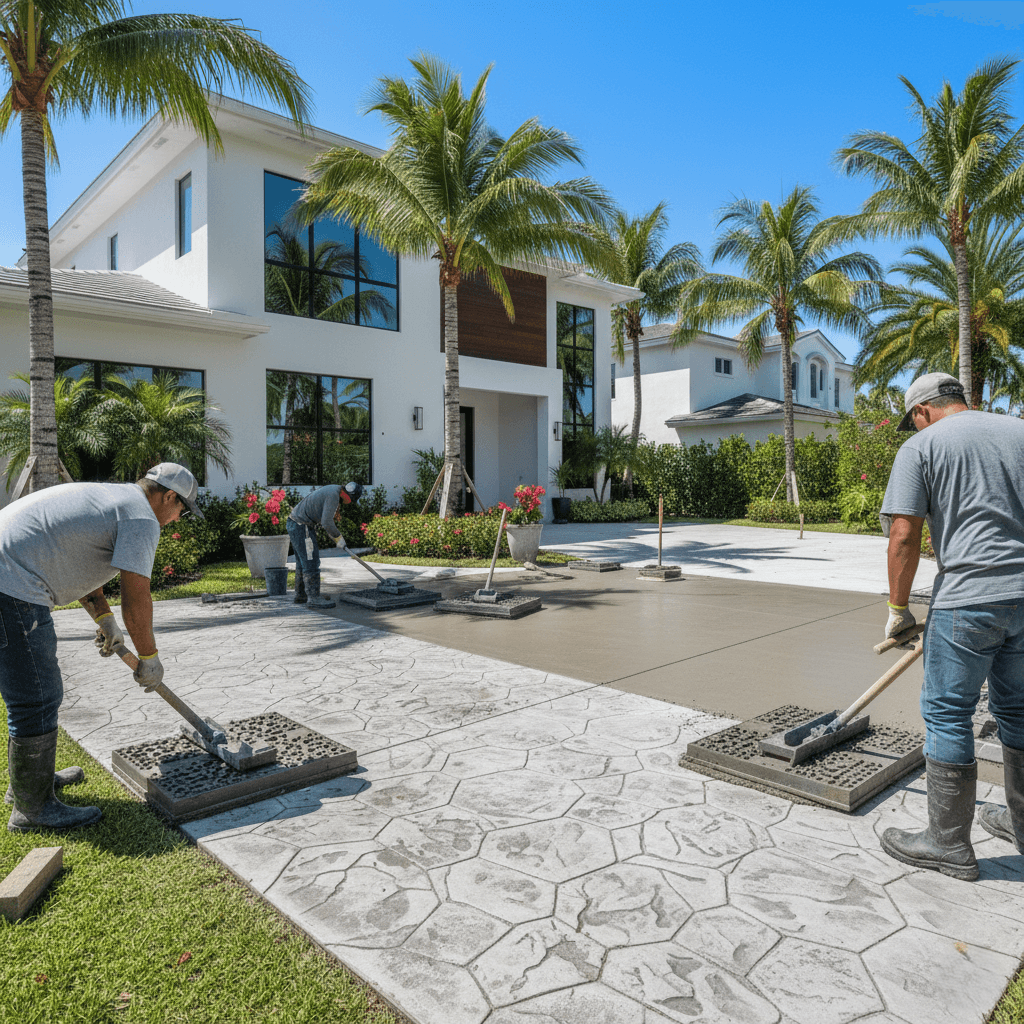 stamped concrete patio doral